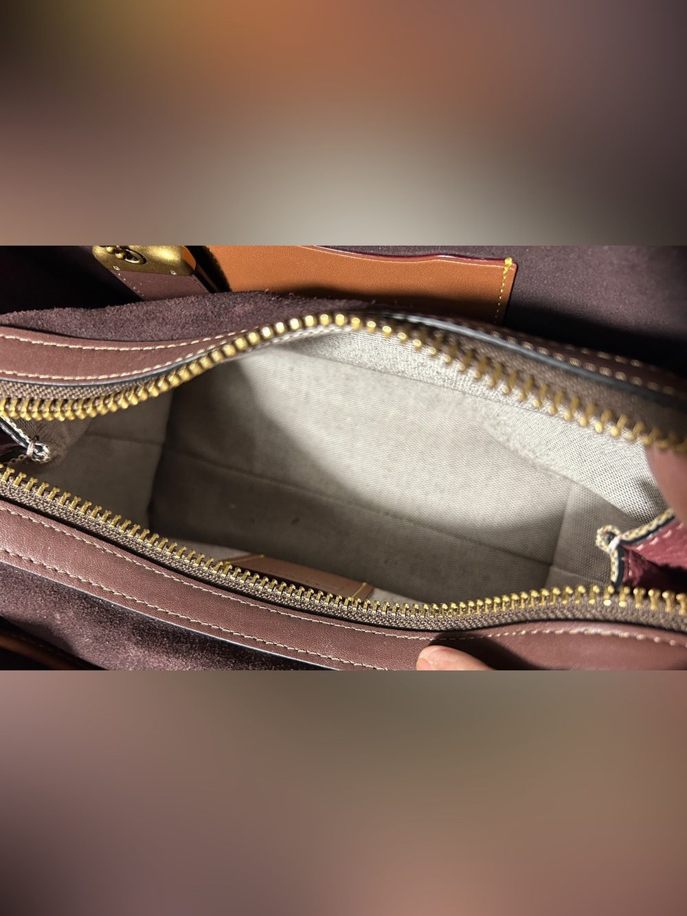 Coach Pebbled Leather Rogue 25 in Brick Red/Colorblock - Picture 10 of 11